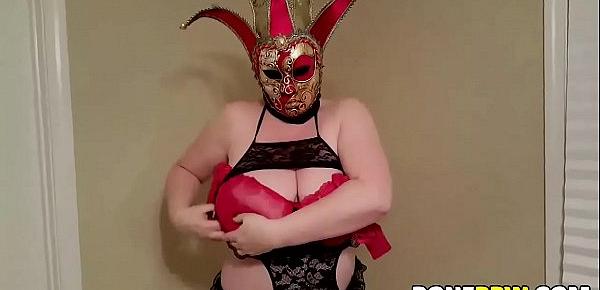  Masked BBW undress for hubby